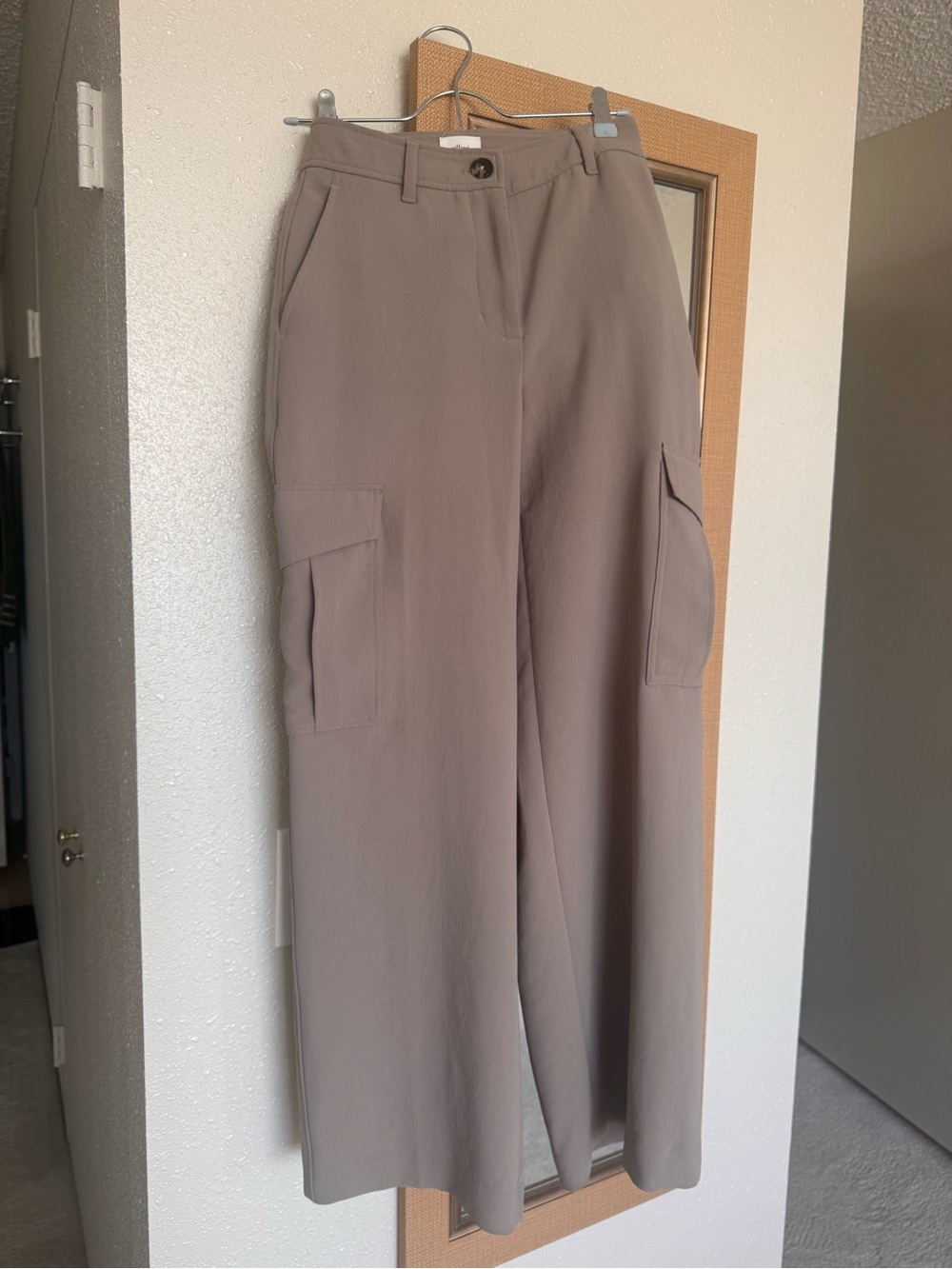 Aritzia Taupe Wide-Leg Cargo Pants